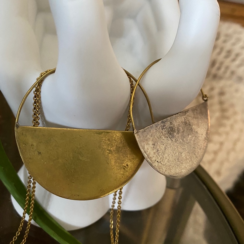 Anthropologie two tone half circle earrings